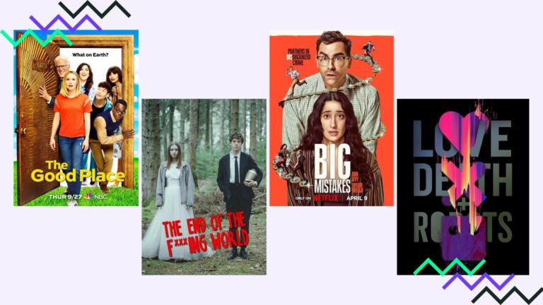 Séries curtas e boas netflix - imagem com os 4 pósters das séries curtas e boas na netflix recomendadas no artigo